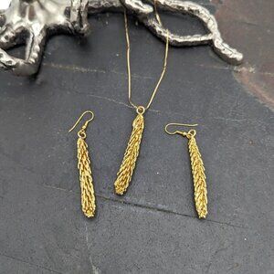 Bespoke Gold Cast Seed Pod Dangle Necklace & Earrings Set Outer Banks NC Coastal